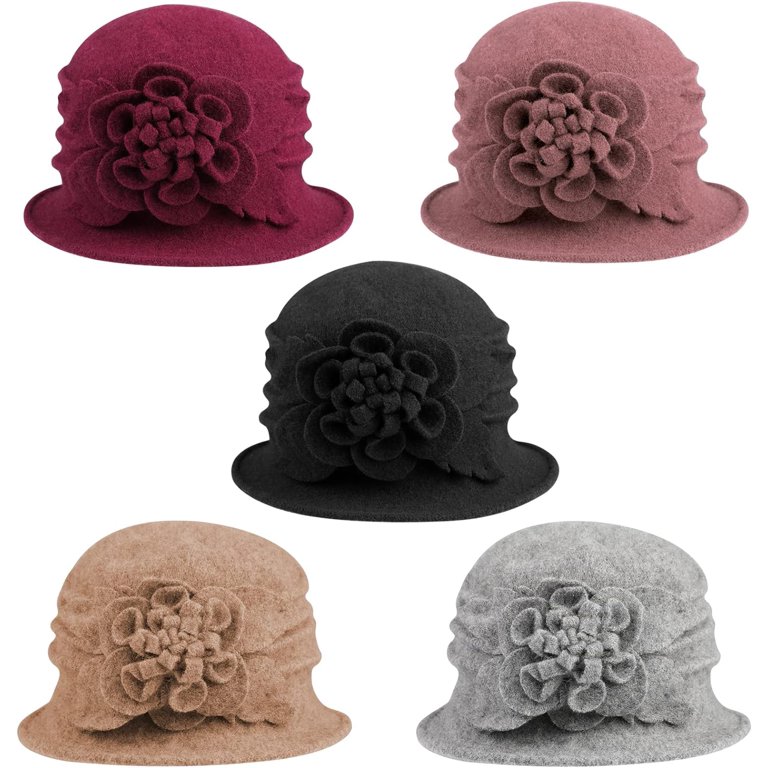 1215 Women Beret Hat French Vintage Floral Wool Dress Cloche Classic Winter Women Beret Hat French Vintage Floral Wool Dress Cloche  main image 4