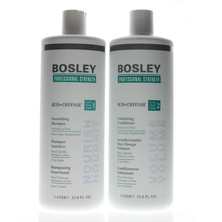 Bosley Pro BosDefense Nourishing Shampoo and Volumizing Conditioner For Non Color-Treated Hair 33.8oz Set