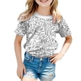 thumbnail image 4 of Girls Shirts Kids Handmade Doodle Sketch Coloring Fundiy Hand Painted Short Sleeve Hawaiian Shirt, 4 of 5