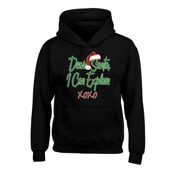 Awkward Styles Xmas Hoodies for Kids Youth Dear Santa I Can Explain Christmas Sweatshirt