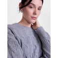 thumbnail image 5 of Scenario Women's Crewneck Cable Knit Mid-weight Sweater, Sizes XS-XXXL, 5 of 6