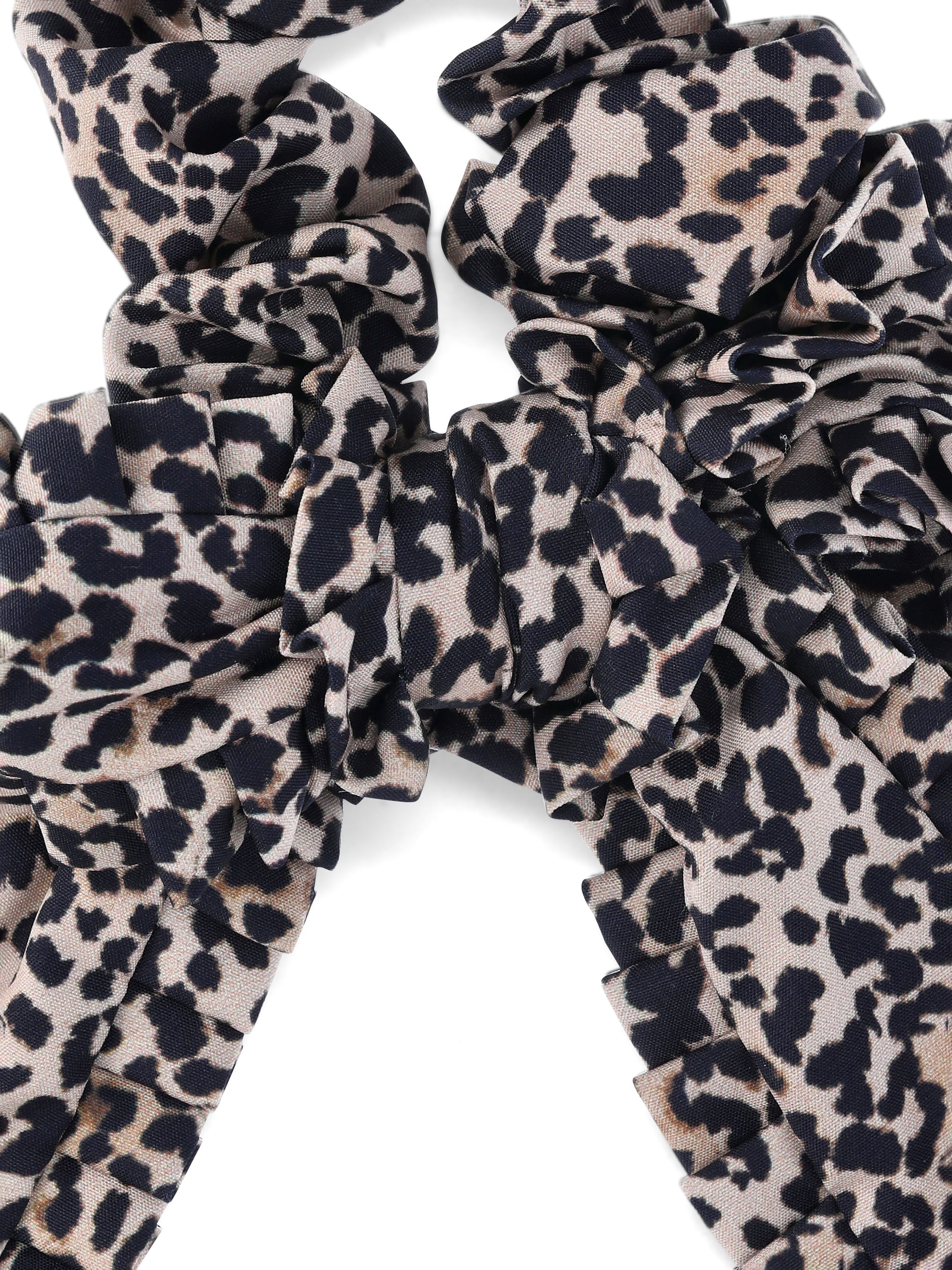 No Boundaries Ruffle Edge Bow Hair Tie, Brown Multi