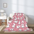 thumbnail image 7 of Halloween Blanket Throw Blanket for Couch Sofa and Bed, pink-background-halloween-ghost Halloween Plush Throw Blanket, Halloween Decor Fuzzy Cuteness Comfy Flannel Blanket, 7 of 7