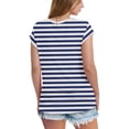 thumbnail image 5 of HVOBTTY T-Shirt de Sport Confortable d'Été pour Femmes, Imprimé Décontracté, Col en V, Manches Courtes, Léger, Quotidien, Extérieur, Bleu, P, 5 of 5
