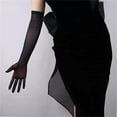 thumbnail image 5 of Scheam Clear Black Long Satin Gloves,21.6" Tea Party Gloves,1920s Opera Gloves,Women Elbow Stretchy Gloves,for Bridal Prom Costumes Dance Formal Dress 1 Pair, 5 of 7