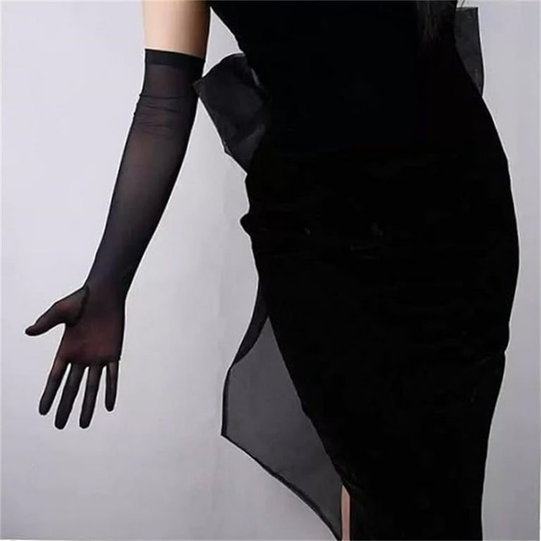 Scheam Clear Black Long Satin Gloves,21.6" Tea Party Gloves,1920s Opera  Gloves,Women Elbow Stretchy Gloves,for Bridal Prom Costumes Dance Formal  Dress 1 Pair - Walmart.com