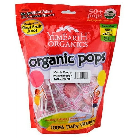Yummy Earth Organic Lollipops Wet-Face Watermelon - 12.3 Ounce