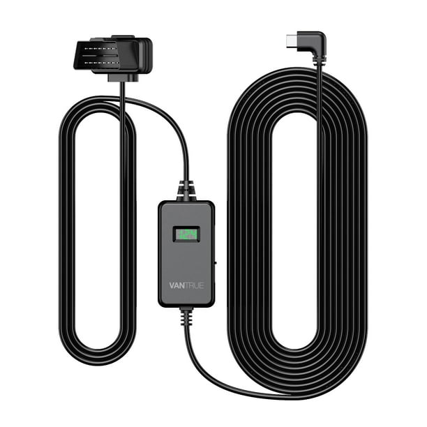 VANTRUE Cable de alimentación OBD con pantalla LED USB tipo C de 10 pies, cambio de 3 velocidades, protección de bajo voltaje para modo de estacionamiento, para N4 Pro, N5, N4, S1 Pro, N2 Pro (2023),