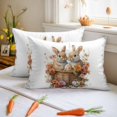 thumbnail image 2 of Easter Decorative Throw Pillow Covers 12x20 Inch Set of 2 Easter Eggs Bunny Home Decor Pillow Cases for Couch, Flower Leaves Rabbit Basket Cushion Case for Living Room Bedroom Bed Car Chair, 2 of 9