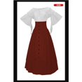 thumbnail image 4 of Fozruso High Waist Button Down Skirt With Gothic Asymmetrical Top For Halloween Party Cosplay(Red), 4 of 4