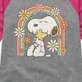 thumbnail image 3 of Peanuts - Retro Flower Rainbow  - Toddler And Youth Girls Raglan Graphic T-Shirt, 3 of 5