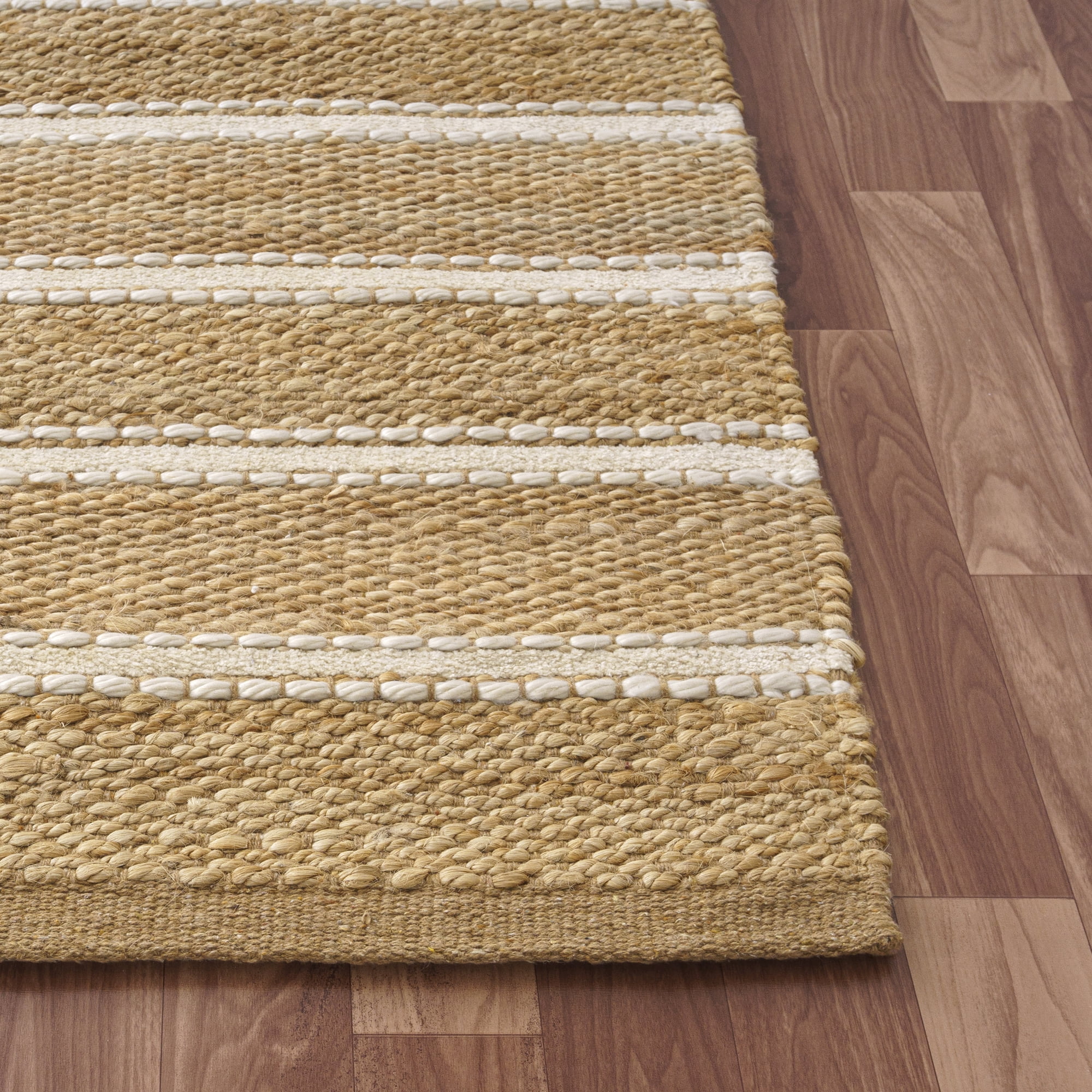 Ox Bay Ollie Striped Nautical Jute Hand-Woven Indoor Area Rug, Ivory/Natural, 5' x 7'9"