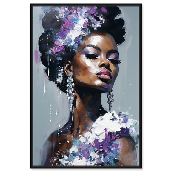Lost In Silver Thoughts Canvas Glam Women Art by Art Remedy, Black Frame, 10" x 15"