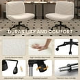 thumbnail image 4 of YEXJ Wide Criss Cross Legged Office Desk Chair with Wheels, Vanity Comfy Swivel Computer Chairs for Home Office Reading Makeup-With Wheels-Ivory, 4 of 12