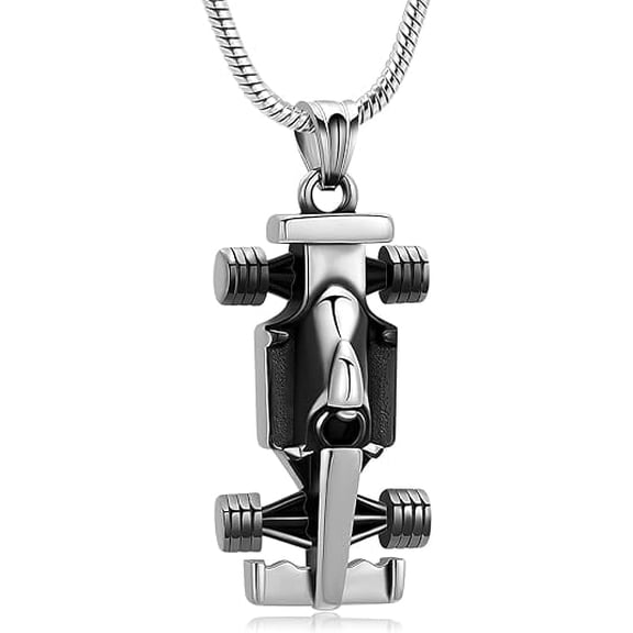 Racing Car Urn Necklace for Ashes for Men Women Stainless Steel Motor Racing Car Cremation Jewelry Keepsake Memorial Pendant Urn Locket Ashes Holder