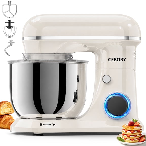 CEBORY 3-in-1 Stand Mixer, 4 QT Tilt-Head Electric Kitchen Mixer with Dough Hook, Beater, Whisk, and Stainless Steel Bowl for Home Baking