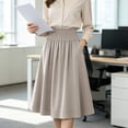 thumbnail image 3 of Skirts for Women Elegant Solid Color Casual Skirt with Elastic Waist for Everyday Wear and Travel Versatile Women's Skirt for Summer Style Khaki XXL, 3 of 7