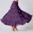 thumbnail image 2 of QHFBli Women's Cotton 5 Tiered A Line Pleated Maxi Skirt Long Boho Gypsy Dance Skirts, 2 of 4