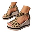 thumbnail image 4 of LFXJVY Sandals For Women Wedge Heel Platform Leather Oen Toe Backstrap Zip Solid Spring And Summer Coffee 38, 4 of 8