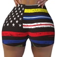 thumbnail image 2 of Picia First Responder American Flag Printed Workout Shorts for Women Seamless Scrunch Butt Lifting High Waisted Yoga Gym Booty Running Moisture-wicking Short Pants-Small, 2 of 8