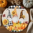 thumbnail image 2 of Fall Round Placemats Set of 4 Plaid Gnome Place Mats Thanksgiving Woven Placemat Orange Pumpkin Maple Leaf Plaid Linen Circle Braided Table Mat for Kitchen Dining Table Party Home Decor 15 Inch, 2 of 9
