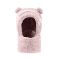 thumbnail image 2 of Uandlove Fleece Lined Bear Ear Winter Hat for Adults, Warm Windproof Unisex One-Size with Face Cover/Neck Gaiter (Light Pink), 2 of 7