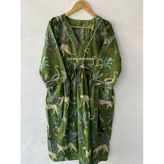 Indian Cotton Dress, Floral block Print Dress,Cotton Handmade Dress, Sketer Circle Dress, Flapper Dress, Blousen Dress, Long Dress