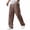 Brown, variant on Mens Linen Pants Elastic Waist Drawstring Loose Fit Casual Summer Beach Pants with Pockets Baggy Trousers,Black 5XL