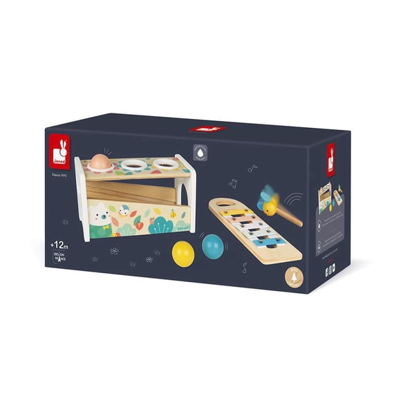 Pure Collection Tap Tap Xylo - Jeu d'Habileté en Bois pour Tout-Petits, Jouet Xylophone et Marteau 2 en 1, Éducatif et Amusant