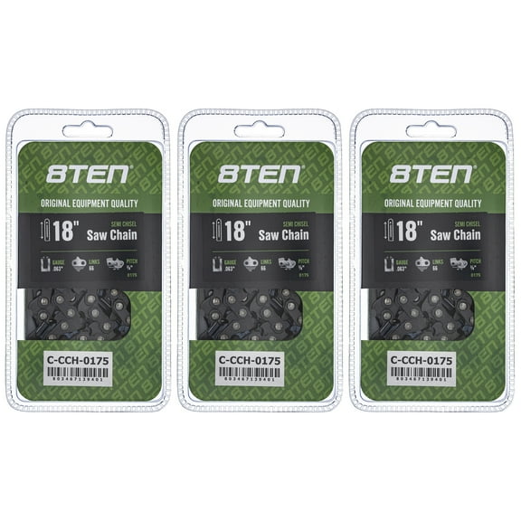 Semi Chisel Chainsaw Chain 18 inch .063 3/8 Pitch 66DL for Stihl MS260 3 Pack 810-CCC2397H