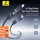 thumbnail image 2 of Cable USB 4 en 1 Baseus para iPhone 15, 16, Promax, cable de carga rápida de 60 W para iPad Pro, computadoras portátiles, cable tipo C para Xiaomi Samsung, 2 of 5