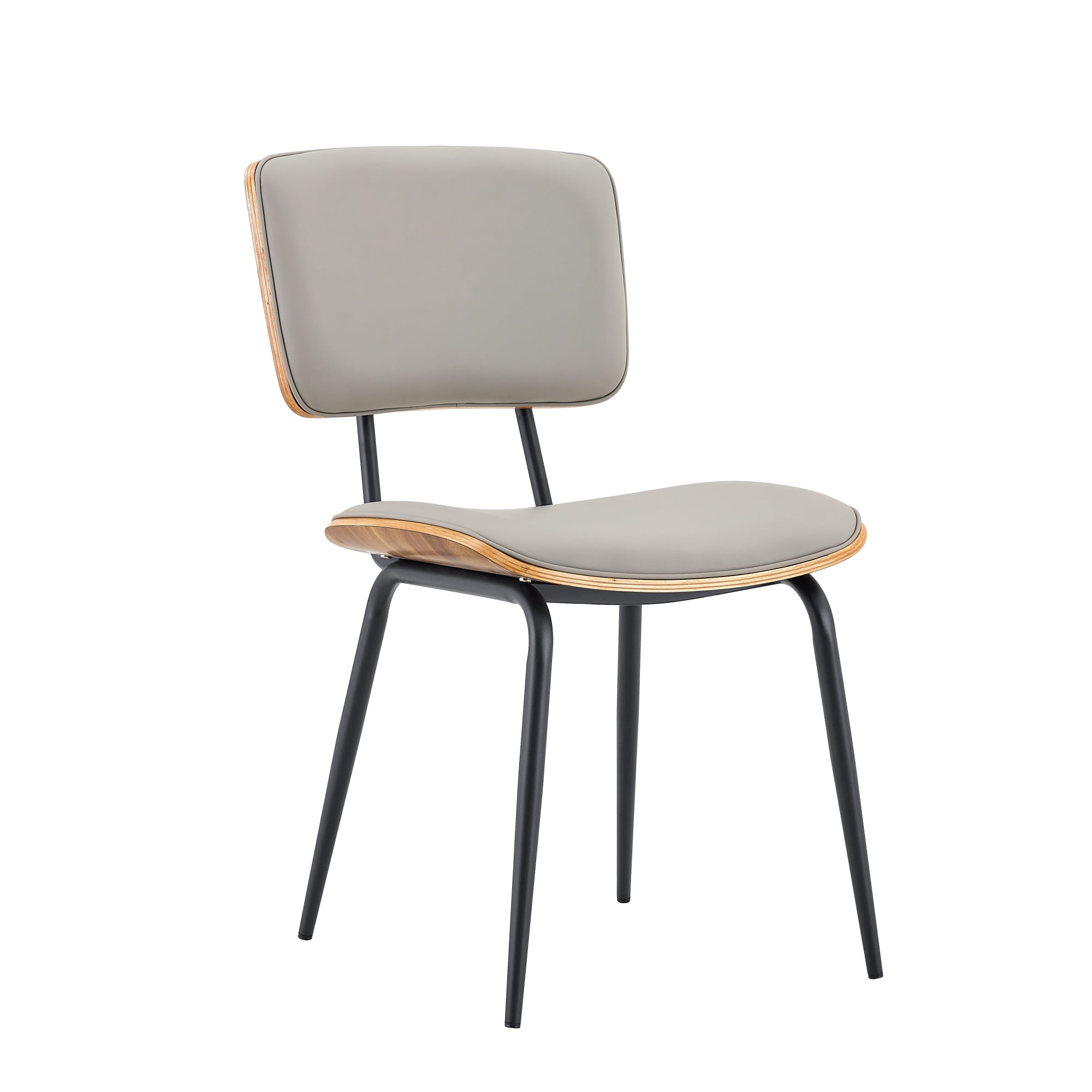 Leumius Dining Chairs Set of 4, Premium Faux Leather Upholstered Dining Room Chairs,High-Resilience Sponge Cushion,Sticker Craft Backrest,Metal Legs with Spray Coating Finish for Dining Room Gray