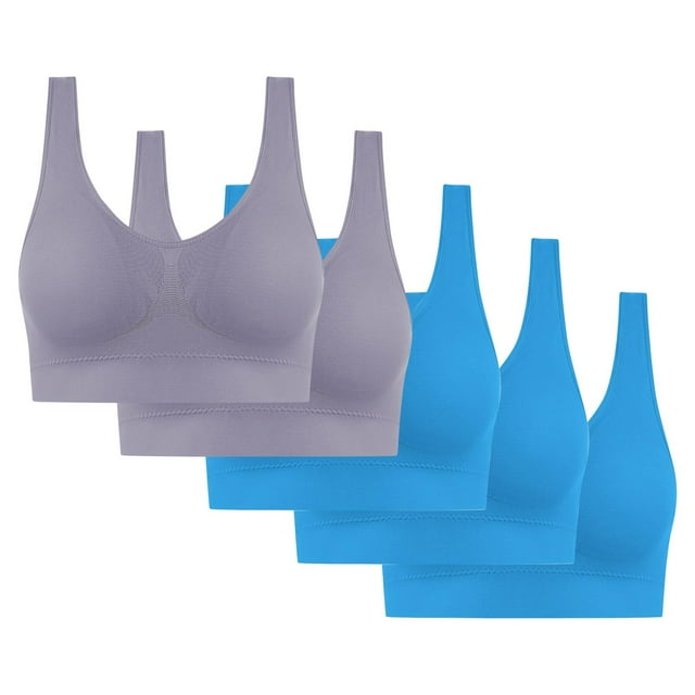 5PC Women's High Impact Sports Bra - Seamless Wireless Support | Comfortable Workout Bralette with Pad Insert Slots