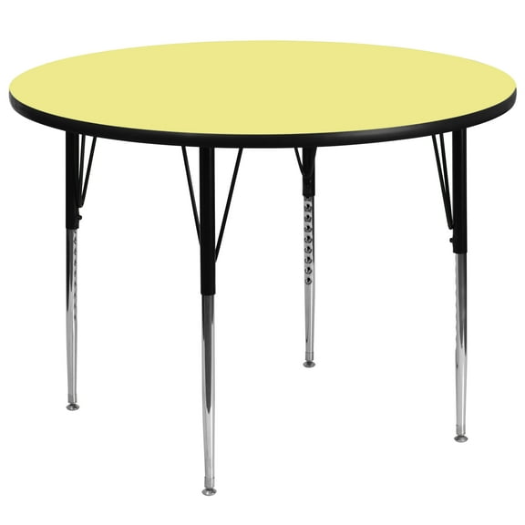 Flash Furniture 60'' Round Yellow Thermal Laminate Activity Table - Standard Height Adjustable Legs