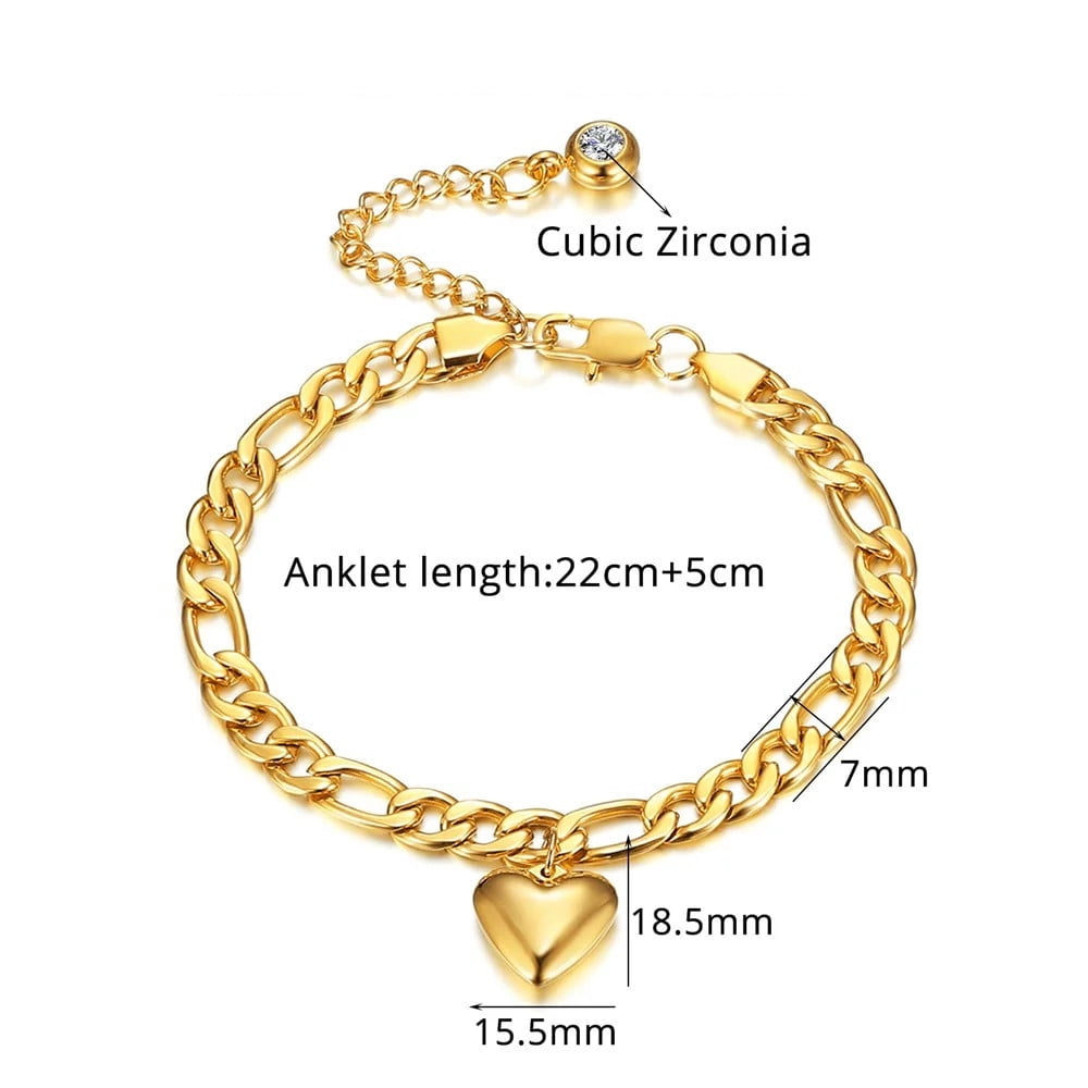 Anklet For Women 14K Yellow Gold Cuban Link Ankle Bracelets Summer Fashion Leg Chain Beach Foot Jewelry Ancklets