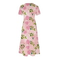 thumbnail image 4 of Midsumdr Maxi Dress for Women New Fashionable Short Sleeve Round-Neck Boho Maxi Dress Loose Plus Size Floral Printed Temperament Summer Dress, 4 of 4