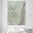 thumbnail image 1 of Lotus Tapestry, Mandala Motifs of the Oriental Cultures with Bohemian Inspired Flower, Wall Hanging for Bedroom Living Room Dorm Decor, 60W X 80L Inches, Pale Blue Beige Peach, by Ambesonne, 1 of 2