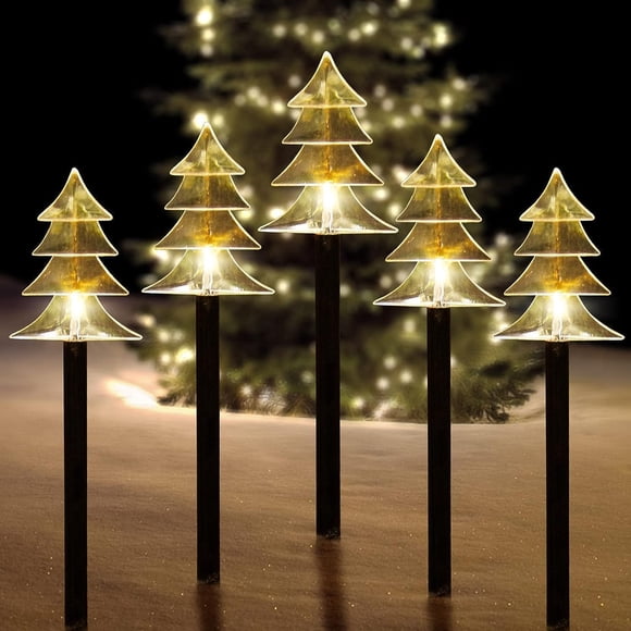 Luces solares navideñas para caminos ILLUMINEW, juego de 5 unidades, impermeables