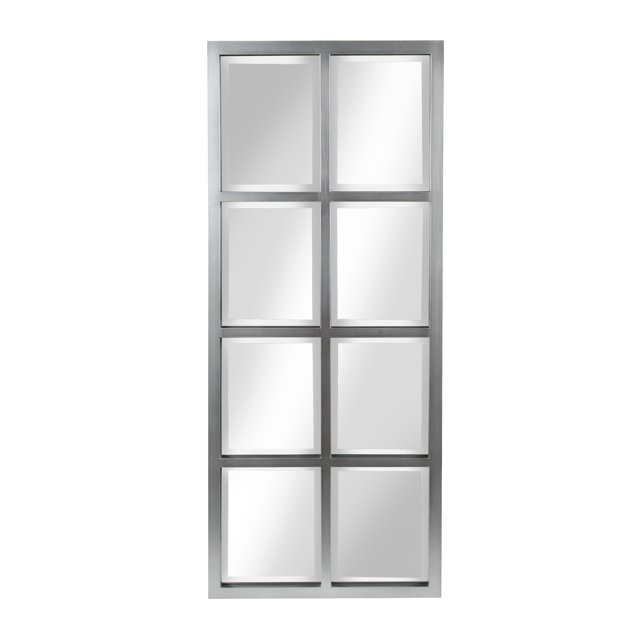 Kate and Laurel Stryker Windowpane Framed 8-Pane Wall Accent Mirror, Antique Silver