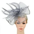 thumbnail image 4 of IDALL Fascinators Hats Tea Party Hats Women's Elegant Hat Strap Flower Feather Party Hat Hair Clip Headband Accessory Party Hats Fascinator Headband Gray One Size, 4 of 7