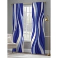 thumbnail image 4 of Blue Moire Sheer Curtains 84 Inch Length 2 Panels Set, Classic Modern Abstract Art Elegant Voile Window Treatment Rod Pocket Curtains Sheers Drapes for Bedroom/Living Room/Kitchen 52"x84"x2, 4 of 7