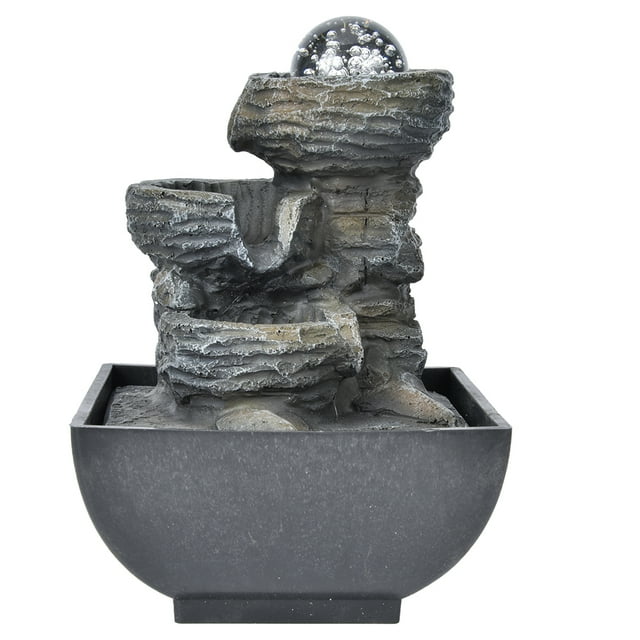 Tabletop Fountain, Submersible Pump Desktop Fountain, LED Light Restaurant Office Hotel Bedroom For Living Room EU Plug 220V