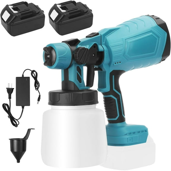 iToolMax 800W, 21V, Blue Cordless HVLP Paint Sprayer, 1000ml Volume Capacity, 3 Spray Patterns, 5 Pieces