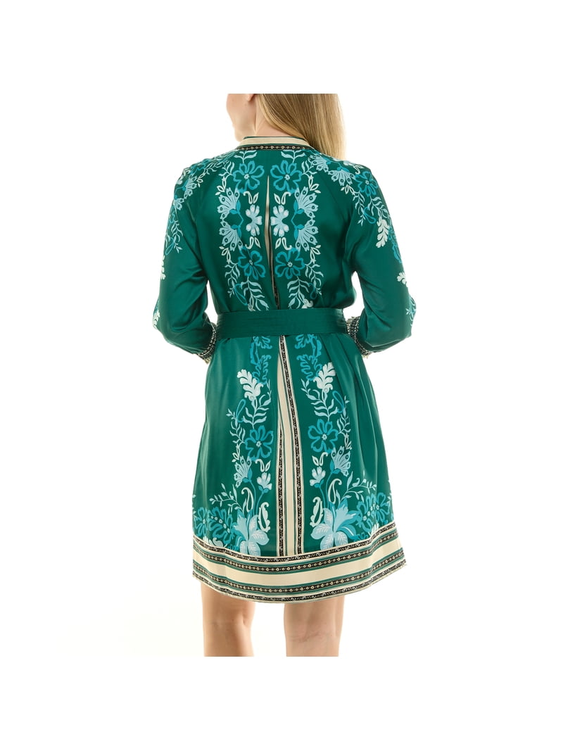 Nanette Nanette Lepore Womens Long Sleeve Tie Waist Mirror Print Mini Dress, Women's, Size: XS, Green Nanette Nanette Lepore Womens Long Sleeve Tie Waist Mirror Print Mini Dress, Women's, Size: XS, Green