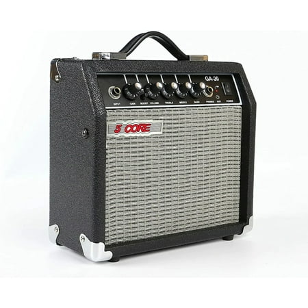 Electric Guitar Bass Amp 20 Watt Amplifier Built In Speaker Headphone Jack AUX 5core Black 5 Core