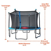 Sportspower BouncePro 14ft Trampoline Meets ASTM Safety Standards, Heavy-Duty Rust-Resistant Steel Frame, UV-Resistant Jump Mat, Safety Net & Under-Mat Flashing Lights