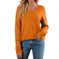 thumbnail image 1 of Suéter Abrigo Mujer Gibobby Otoño Invierno Casual Cómodo Cuello en V Manga Larga Anaranjado M, 1 of 5