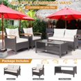 thumbnail image 5 of Patiojoy Patio Rattan 4PCS Cushioned Chair Side Table Set Bistro Set Classic Furniture Single Sofa Thick Cushion Loveseat for Garden Off White, 5 of 7