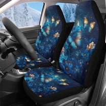 Uorisanigo Car Seat Covers 2 Front Set, Premium Soft Plush Blue Butterfly Aoto Seat Covers for Sedans SUVs Pick-up Trucks, Car Interior Accessories, Universal Fit & Breathable