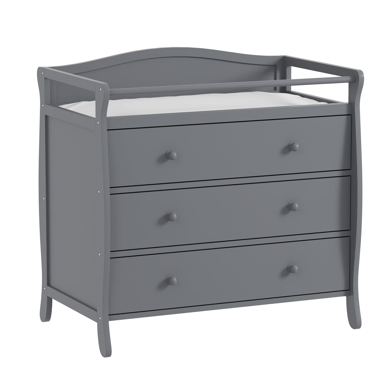 Roromall 3-Drawer Changing Table, Wooden Diaper Changing Table, Infant Diaper Changing Station Dresser with 3 Drawers, Safety Rail & Strap for Bedroom, Nursery